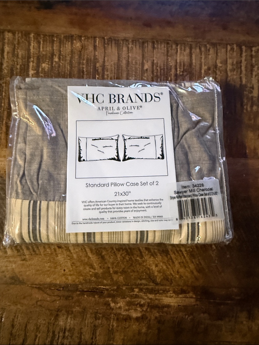 April & Olive Sawyer Mill Charcoal Standard Pillow CaseSet of 2